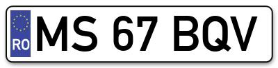 Placuta inmatriculare numar auto  MS-67-BQV, MS 67 BQV, MS67BQV