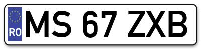 Placuta inmatriculare numar auto  MS-67-ZXB, MS 67 ZXB, MS67ZXB