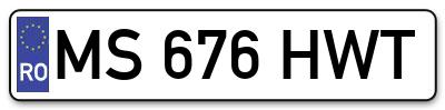 Placuta inmatriculare numar auto  MS-676-HWT, MS 676 HWT, MS676HWT