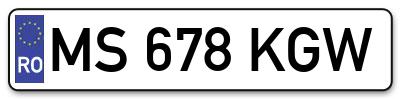 Placuta inmatriculare numar auto  MS-678-KGW, MS 678 KGW, MS678KGW