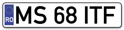 Placuta inmatriculare numar auto  MS-68-ITF, MS 68 ITF, MS68ITF