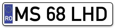 Placuta inmatriculare numar auto  MS-68-LHD, MS 68 LHD, MS68LHD
