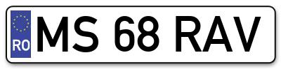 Placuta inmatriculare numar auto  MS-68-RAV, MS 68 RAV, MS68RAV