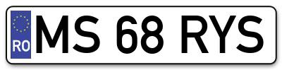 Placuta inmatriculare numar auto  MS-68-RYS, MS 68 RYS, MS68RYS