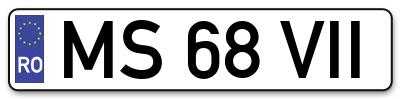 Placuta inmatriculare numar auto  MS-68-VII, MS 68 VII, MS68VII