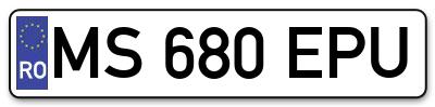 Placuta inmatriculare numar auto  MS-680-EPU, MS 680 EPU, MS680EPU