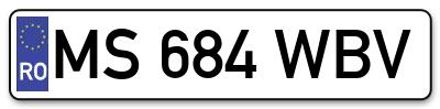 Placuta inmatriculare numar auto  MS-684-WBV, MS 684 WBV, MS684WBV