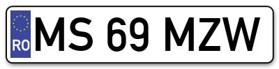 Placuta inmatriculare numar auto  MS-69-MZW, MS 69 MZW, MS69MZW