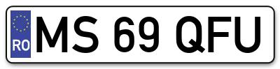 Placuta inmatriculare numar auto  MS-69-QFU, MS 69 QFU, MS69QFU