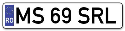 Placuta inmatriculare numar auto  MS-69-SRL, MS 69 SRL, MS69SRL