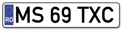 Placuta inmatriculare numar auto  MS-69-TXC, MS 69 TXC, MS69TXC