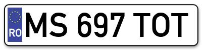 Placuta inmatriculare numar auto  MS-697-TOT, MS 697 TOT, MS697TOT