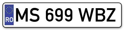 Placuta inmatriculare numar auto  MS-699-WBZ, MS 699 WBZ, MS699WBZ