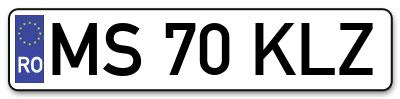 Placuta inmatriculare numar auto  MS-70-KLZ, MS 70 KLZ, MS70KLZ