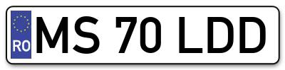 Placuta inmatriculare numar auto  MS-70-LDD, MS 70 LDD, MS70LDD