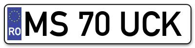 Placuta inmatriculare numar auto  MS-70-UCK, MS 70 UCK, MS70UCK