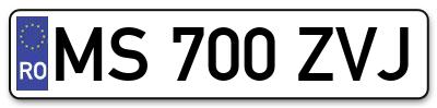Placuta inmatriculare numar auto  MS-700-ZVJ, MS 700 ZVJ, MS700ZVJ