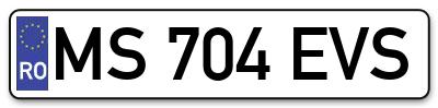 Placuta inmatriculare numar auto  MS-704-EVS, MS 704 EVS, MS704EVS