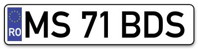 Placuta inmatriculare numar auto  MS-71-BDS, MS 71 BDS, MS71BDS