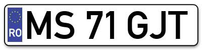 Placuta inmatriculare numar auto  MS-71-GJT, MS 71 GJT, MS71GJT