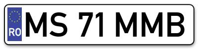 Placuta inmatriculare numar auto  MS-71-MMB, MS 71 MMB, MS71MMB