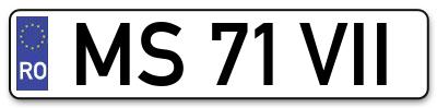 Placuta inmatriculare numar auto  MS-71-VII, MS 71 VII, MS71VII