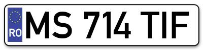 Placuta inmatriculare numar auto  MS-714-TIF, MS 714 TIF, MS714TIF