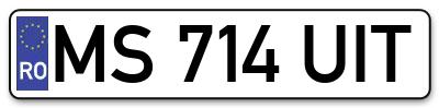 Placuta inmatriculare numar auto  MS-714-UIT, MS 714 UIT, MS714UIT