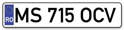 Placuta inmatriculare numar auto  MS-715-OCV, MS 715 OCV, MS715OCV