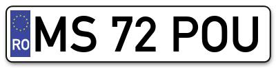 Placuta inmatriculare numar auto  MS-72-POU, MS 72 POU, MS72POU