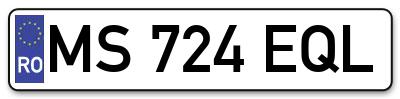 Placuta inmatriculare numar auto  MS-724-EQL, MS 724 EQL, MS724EQL