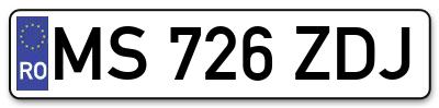 Placuta inmatriculare numar auto  MS-726-ZDJ, MS 726 ZDJ, MS726ZDJ