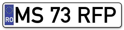 Placuta inmatriculare numar auto  MS-73-RFP, MS 73 RFP, MS73RFP