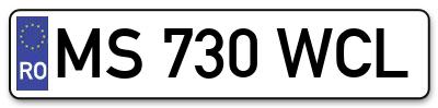 Placuta inmatriculare numar auto  MS-730-WCL, MS 730 WCL, MS730WCL