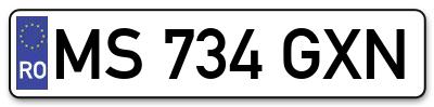 Placuta inmatriculare numar auto  MS-734-GXN, MS 734 GXN, MS734GXN