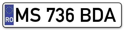 Placuta inmatriculare numar auto  MS-736-BDA, MS 736 BDA, MS736BDA