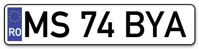 Placuta inmatriculare numar auto  MS-74-BYA, MS 74 BYA, MS74BYA