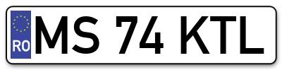 Placuta inmatriculare numar auto  MS-74-KTL, MS 74 KTL, MS74KTL