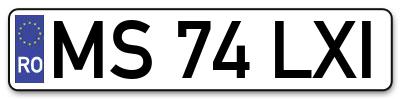 Placuta inmatriculare numar auto  MS-74-LXI, MS 74 LXI, MS74LXI