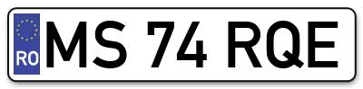 Placuta inmatriculare numar auto  MS-74-RQE, MS 74 RQE, MS74RQE