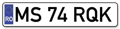 Placuta inmatriculare numar auto  MS-74-RQK, MS 74 RQK, MS74RQK