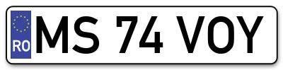 Placuta inmatriculare numar auto  MS-74-VOY, MS 74 VOY, MS74VOY