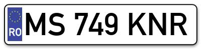 Placuta inmatriculare numar auto  MS-749-KNR, MS 749 KNR, MS749KNR