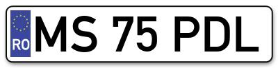 Placuta inmatriculare numar auto  MS-75-PDL, MS 75 PDL, MS75PDL
