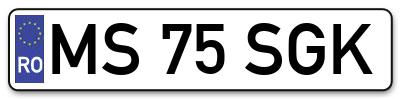 Placuta inmatriculare numar auto  MS-75-SGK, MS 75 SGK, MS75SGK
