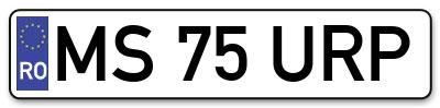 Placuta inmatriculare numar auto  MS-75-URP, MS 75 URP, MS75URP