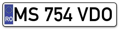 Placuta inmatriculare numar auto  MS-754-VDO, MS 754 VDO, MS754VDO