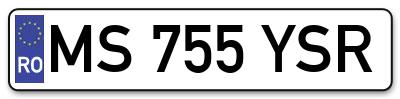 Placuta inmatriculare numar auto  MS-755-YSR, MS 755 YSR, MS755YSR