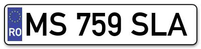 Placuta inmatriculare numar auto  MS-759-SLA, MS 759 SLA, MS759SLA