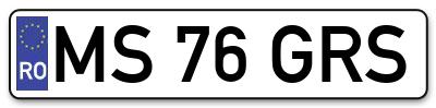 Placuta inmatriculare numar auto  MS-76-GRS, MS 76 GRS, MS76GRS